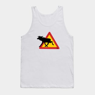 Moose traffic sign in Sweden Tank Top